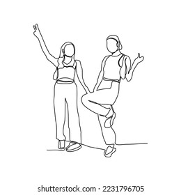 continuous line vector design of woman in style