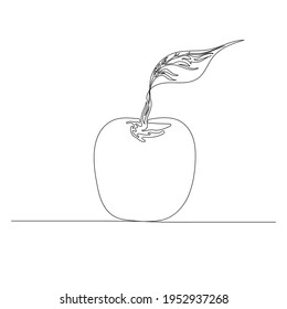 Dibujo vectorial de línea continua de manzana. Ilustración minimalista. Un concepto de línea.