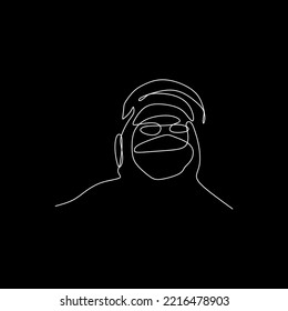 niña vectorial de línea continua con casco