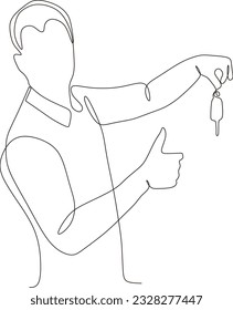 continuous line vector hand carrying car key