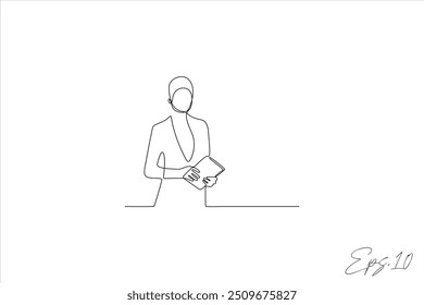 continuous line vector illustration of a business woman	