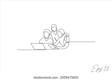 Ilustración vectorial de línea continua del empresario que completa el trabajo	

