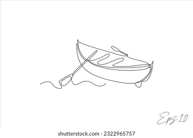 continuous line vector illustration canoe