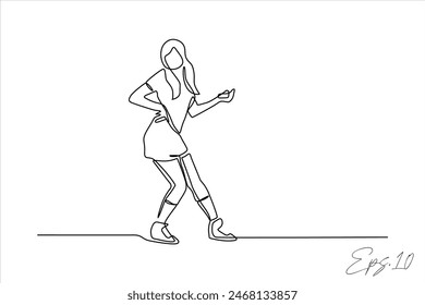 continuous line vector illustration of dancing woman