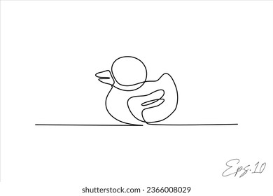 continuous line vector illustration design of one swimming duck