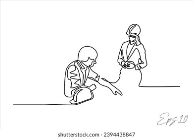 continuous line vector illustration design of building foreman