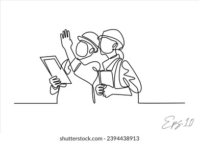  continuous line vector illustration design of building foreman