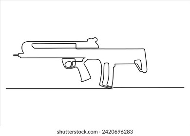 continuous line vector illustration design gun