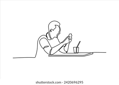 continuous line vector illustration design of people sitting relaxing