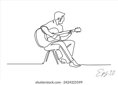 diseño de ilustración vectorial de línea continua de la persona que toca la guitarra