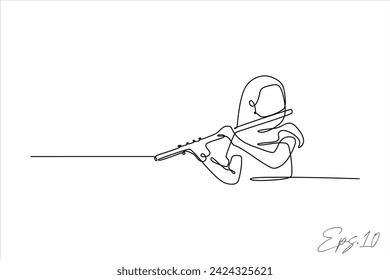 continuous line vector illustration design of woman playing the flute

