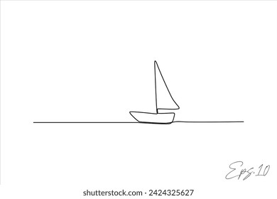  continuous line vector illustration design of a boat