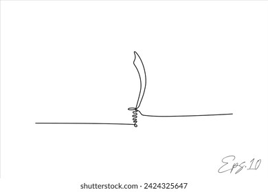  continuous line vector illustration design of a sword
