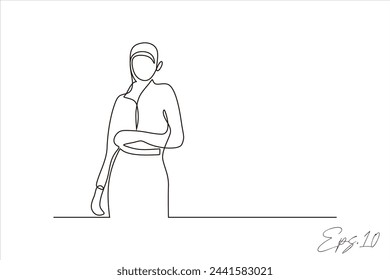 continuous line vector illustration design of standing woman