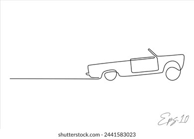 continuous line vector illustration design of classic car