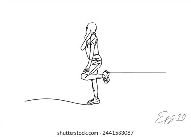 continuous line vector illustration design of woman on the move