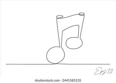 continuous line vector illustration design of music symbols	