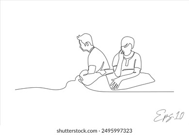 continuous line vector illustration design of person waking up