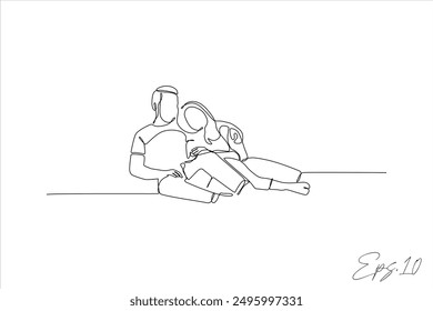 continuous line vector illustration design of a couple hugging