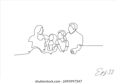 continuous line vector illustration design of one harmonious family
