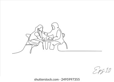 continuous line vector illustration design of two women sitting
