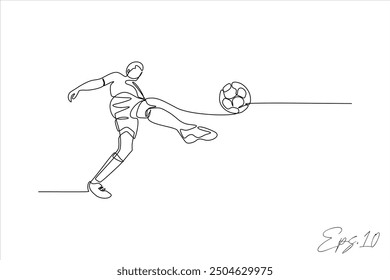  continuous line vector illustration design of person kicking a ball