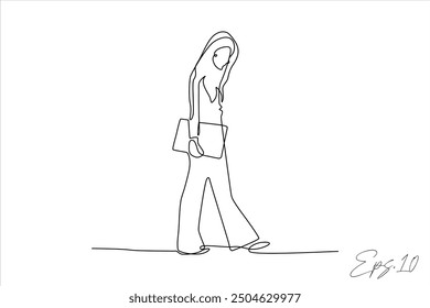  continuous line vector illustration design of woman walking