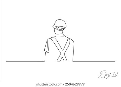 continuous line vector illustration design of construction foreman man