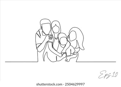 continuous line vector illustration design of a family