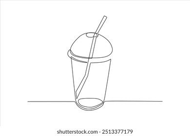 continuous line vector illustration design of beverage bottle	