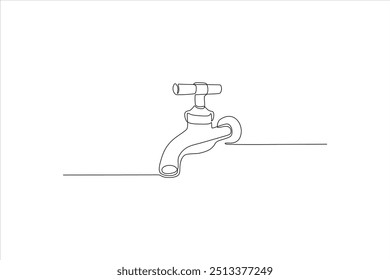 Diseño de Ilustración vectorial de línea continua de grifo de agua