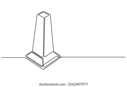 continuous line vector illustration design traffic cone, Road cone continuous one line drawing vector illustration, Traffic cone safety sign icon vector one line continuous drawing