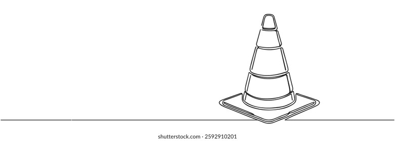 continuous line vector illustration design traffic cone.