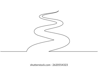 Continuous line vector illustration design of winding road, Simple Line Drawing of a Winding Road.