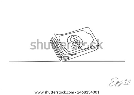 continuous line vector illustration of dollar bills