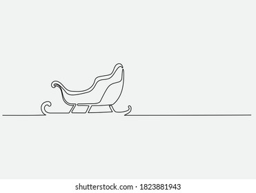 Dibujo continuo de la línea vectorial de Santa claus sleigh, Concepto de Navidad. Fiesta, Año Nuevo