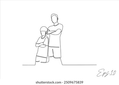 ilustração de vetor de linha contínua de pai e filho	