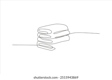 continuous line vector illustration of folded towel	