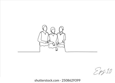 Ilustración vectorial en línea continua de un grupo de hombres