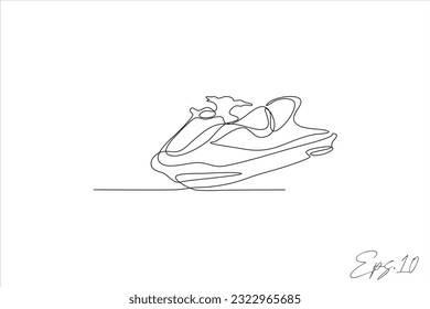 continuous line vector illustration jet ski motor boats