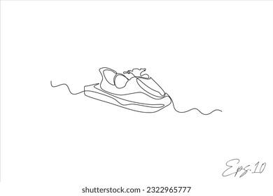 continuous line vector illustration jet ski motor boats
