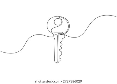 Ilustração de vetor de linha contínua de uma chave sobre fundo branco

