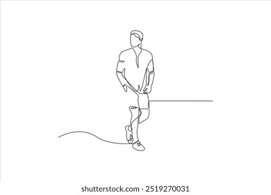 continuous line vector illustration of man walking	

