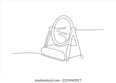 durchgehende Linienvektorgrafik eines Spiegels	