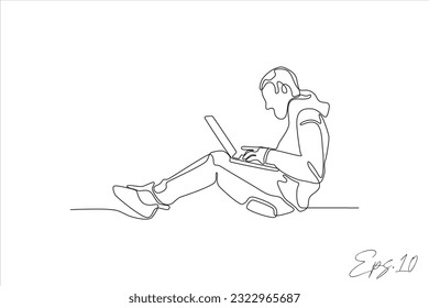 ilustraciones de vector de línea continua personas portadoras de portátiles