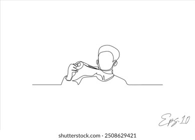 continuous line vector illustration of person wearing medal
