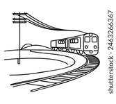 Continuous line vector illustration of a railway track. one line train.