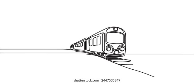 Ilustración vectorial de línea continua de una pista ferroviaria.