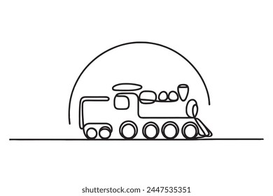 Ilustración vectorial de línea continua de una pista ferroviaria.