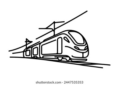 Continuous line vector illustration of a railway track. one line train.